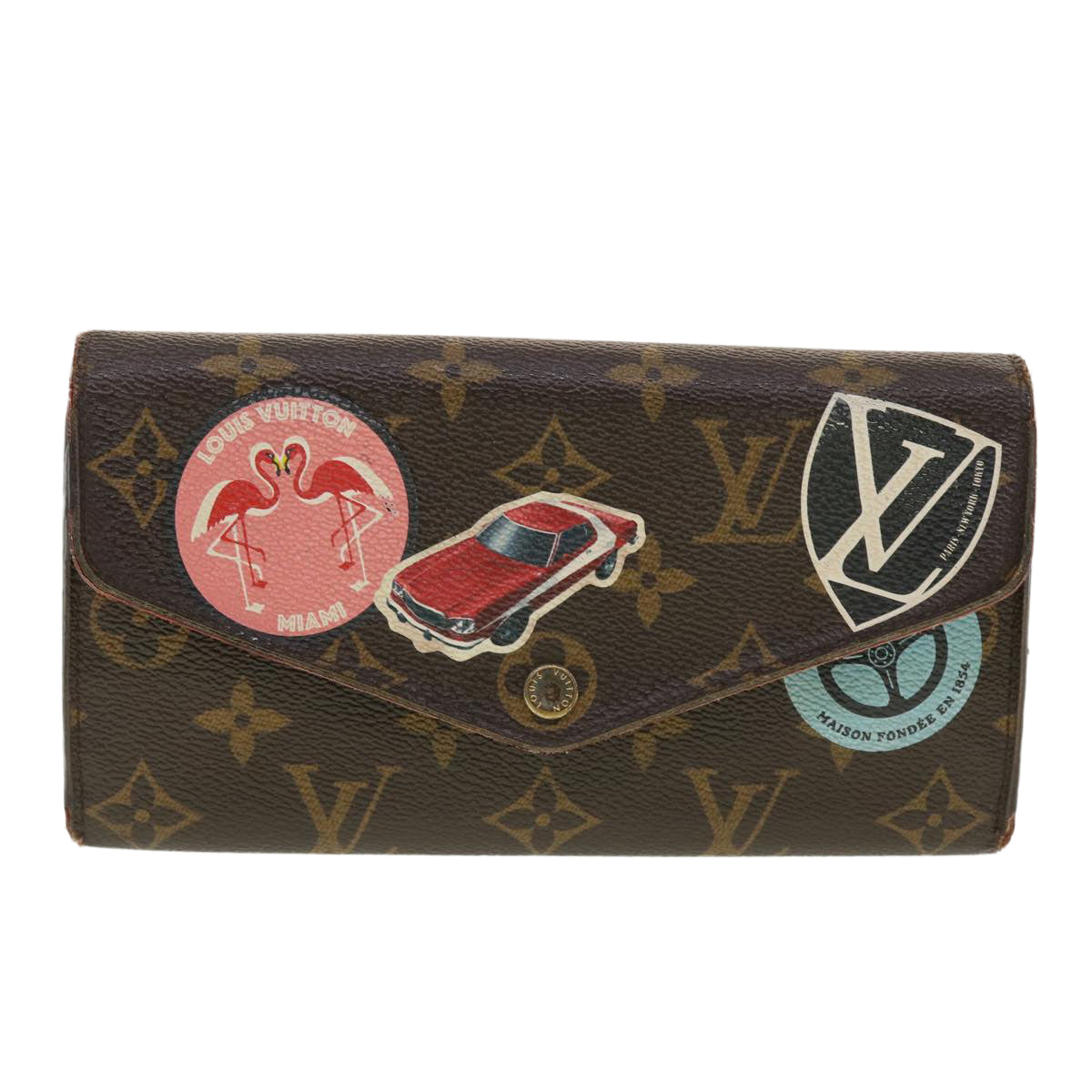 LOUIS VUITTON Monogram Sticker Portefeiulle Sarah Long Wallet M62147 Auth 42325