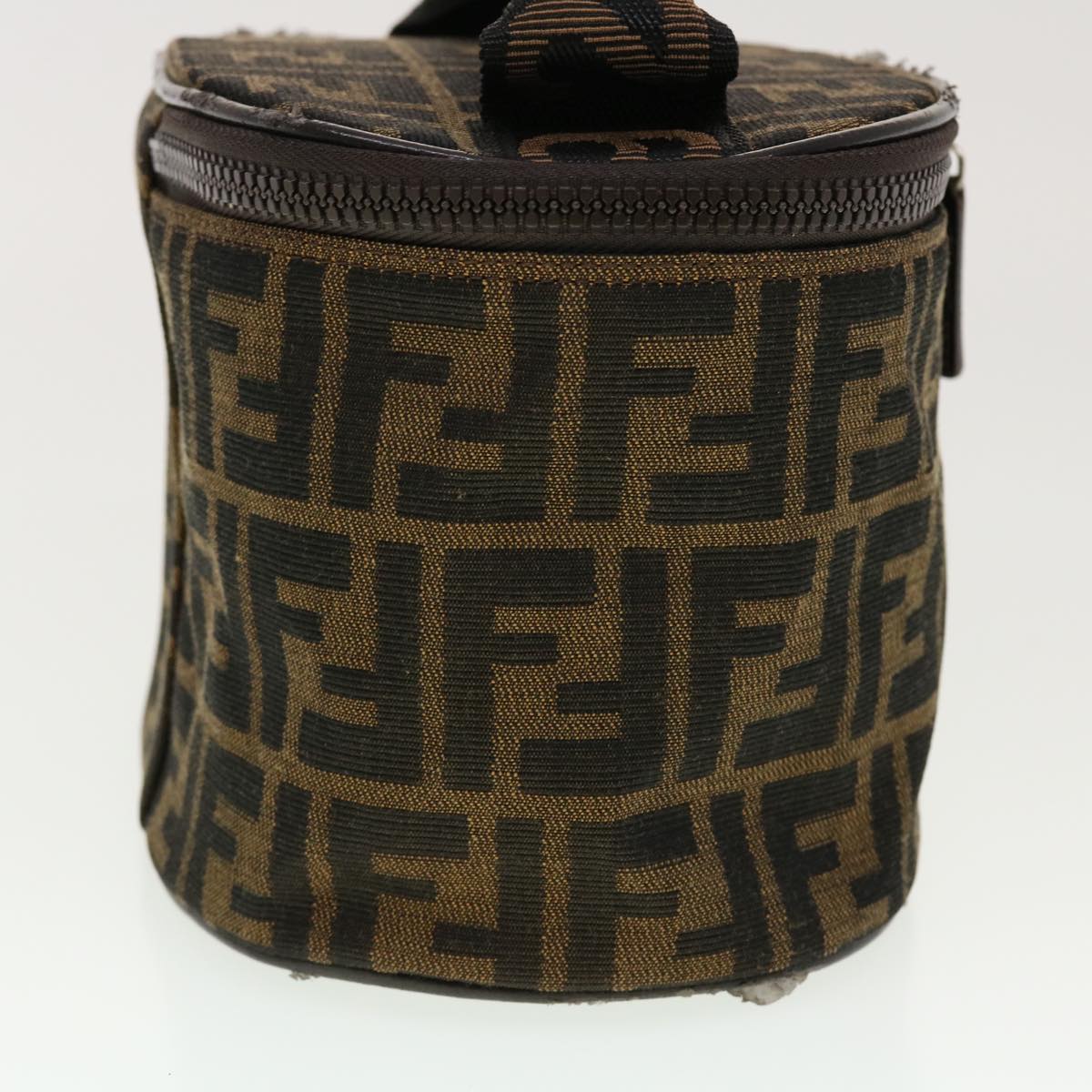 FENDI Zucca Canvas Vanity Cosmetic Pouch Black Brown Auth 42334