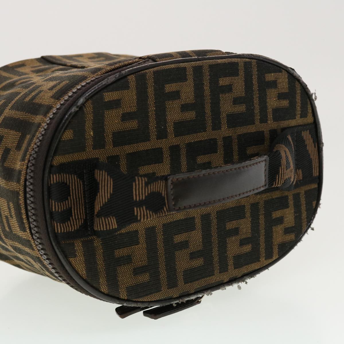 FENDI Zucca Canvas Vanity Cosmetic Pouch Black Brown Auth 42334