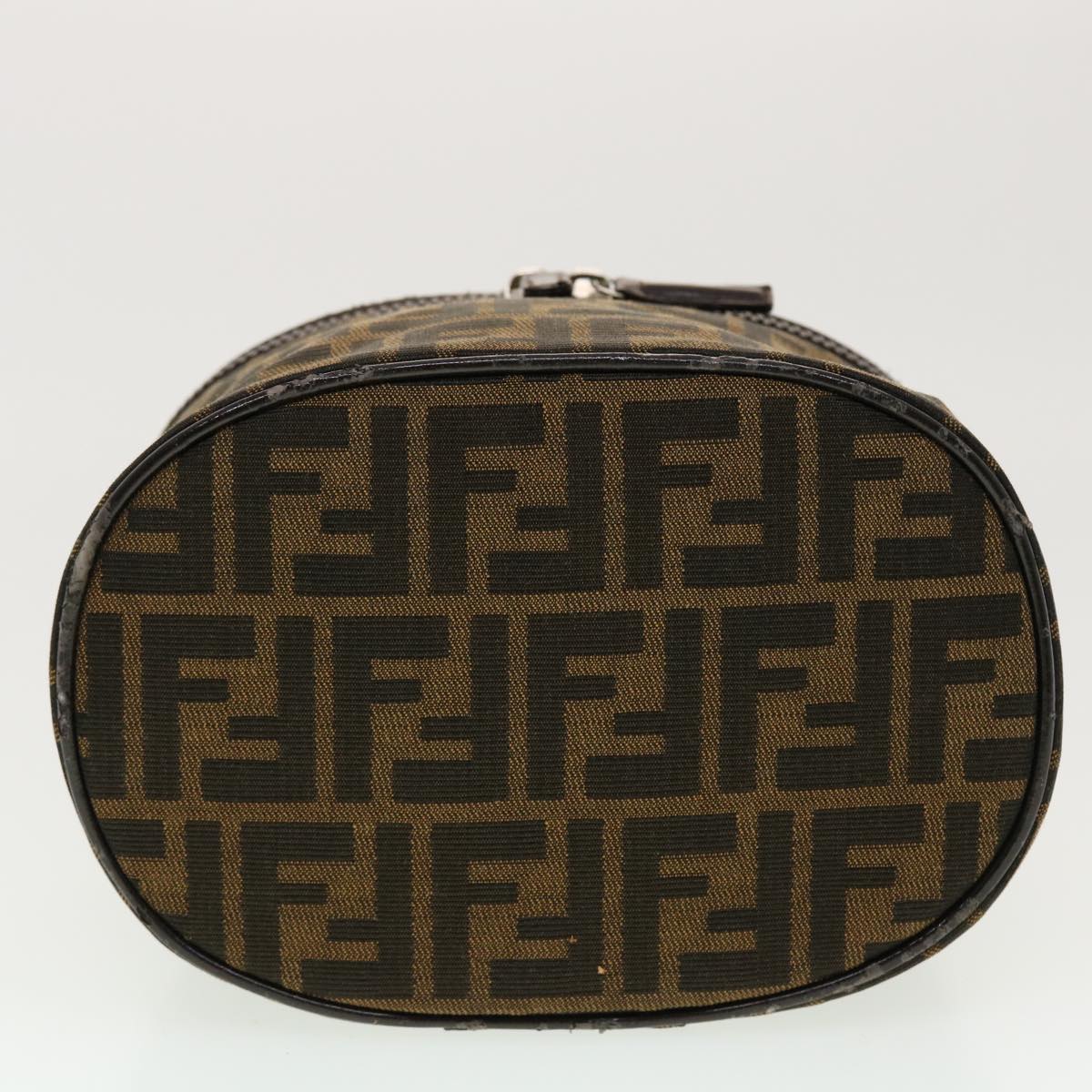 FENDI Zucca Canvas Vanity Cosmetic Pouch Black Brown Auth 42334