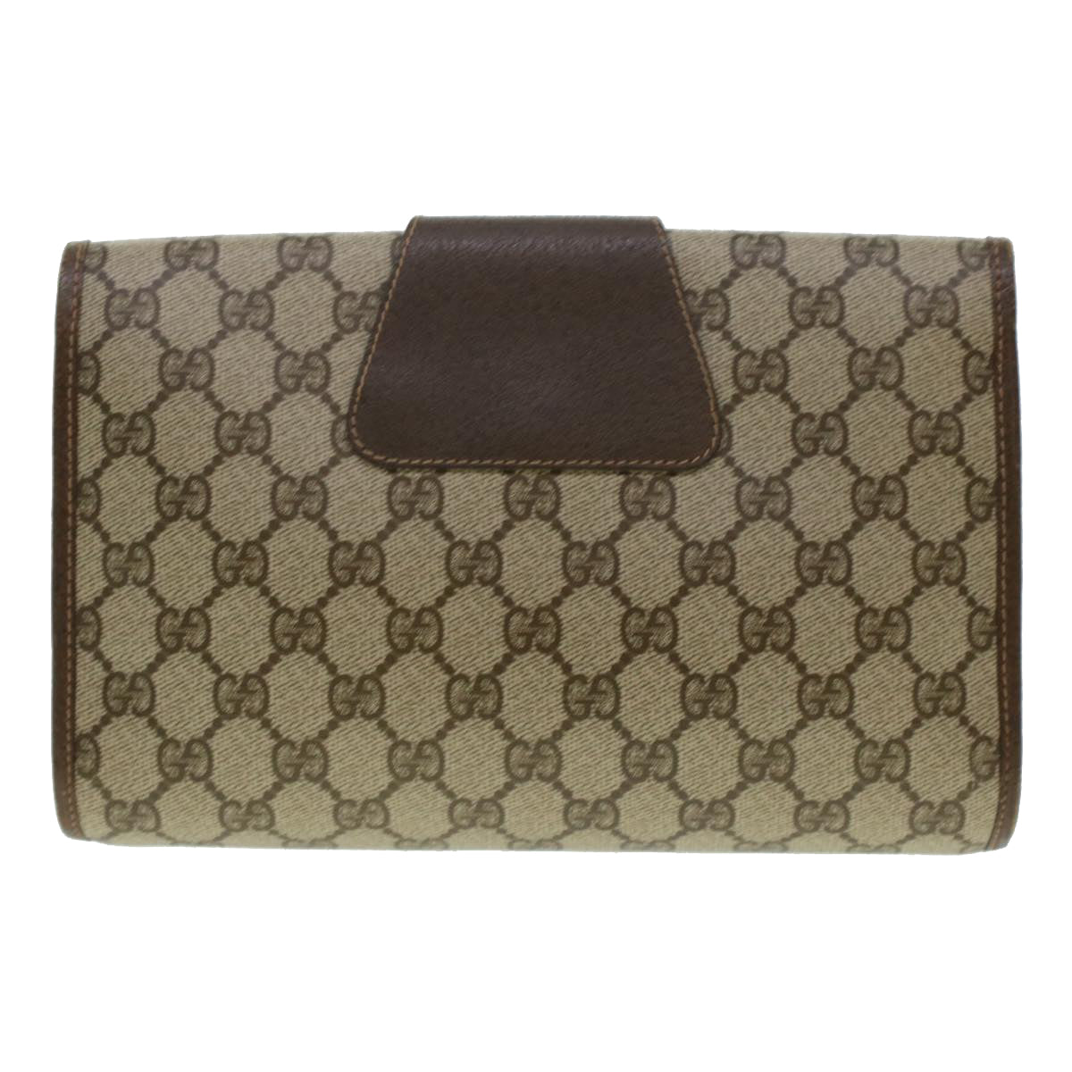 GUCCI GG Canvas Web Sherry Line Clutch Bag PVC Leather Beige Red Auth 42430 - 0