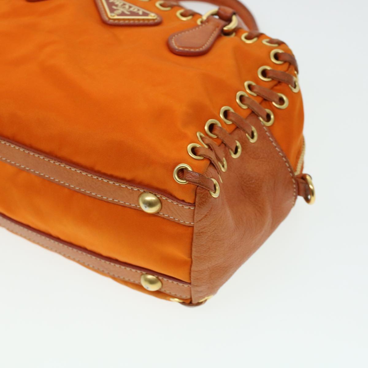 PRADA Hand Bag Nylon 2way Orange Auth 42443