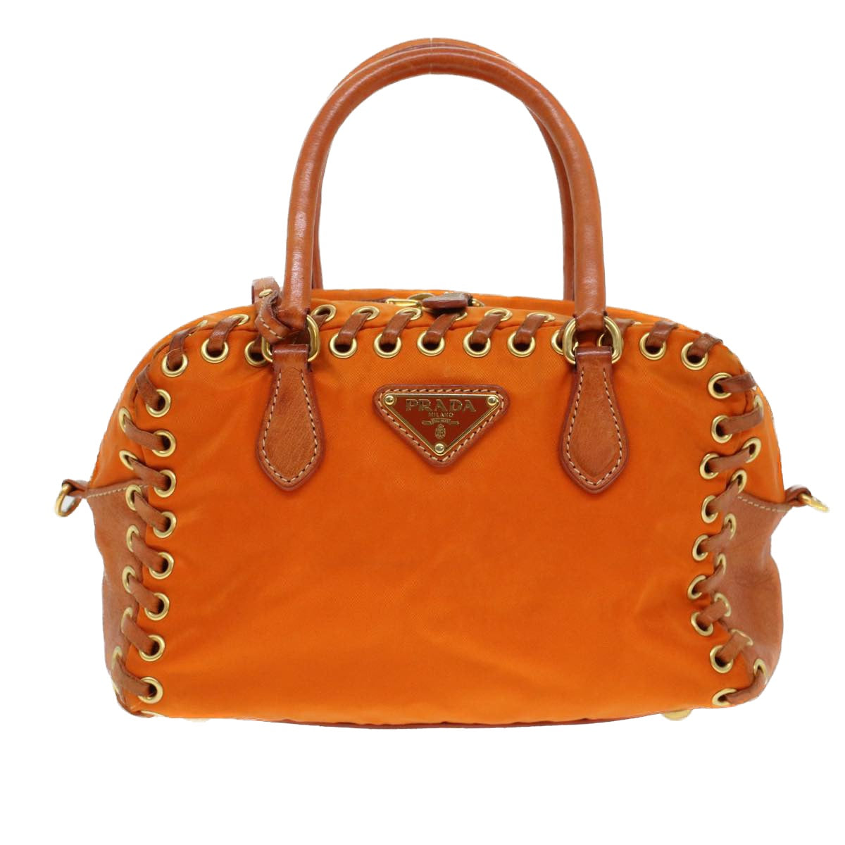 PRADA Hand Bag Nylon 2way Orange Auth 42443