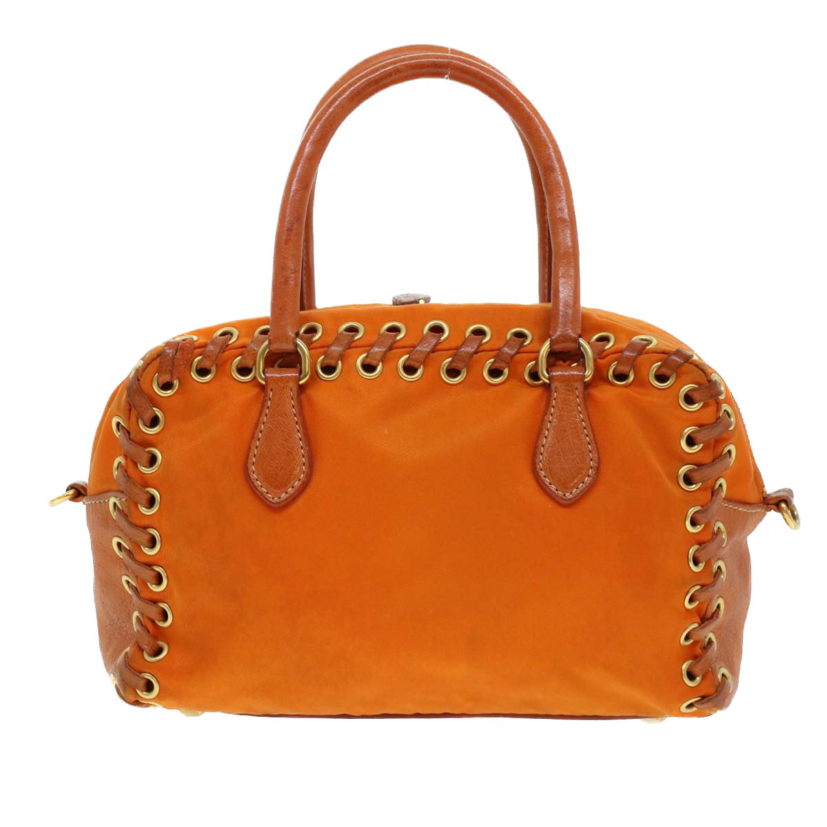 PRADA Hand Bag Nylon 2way Orange Auth 42443