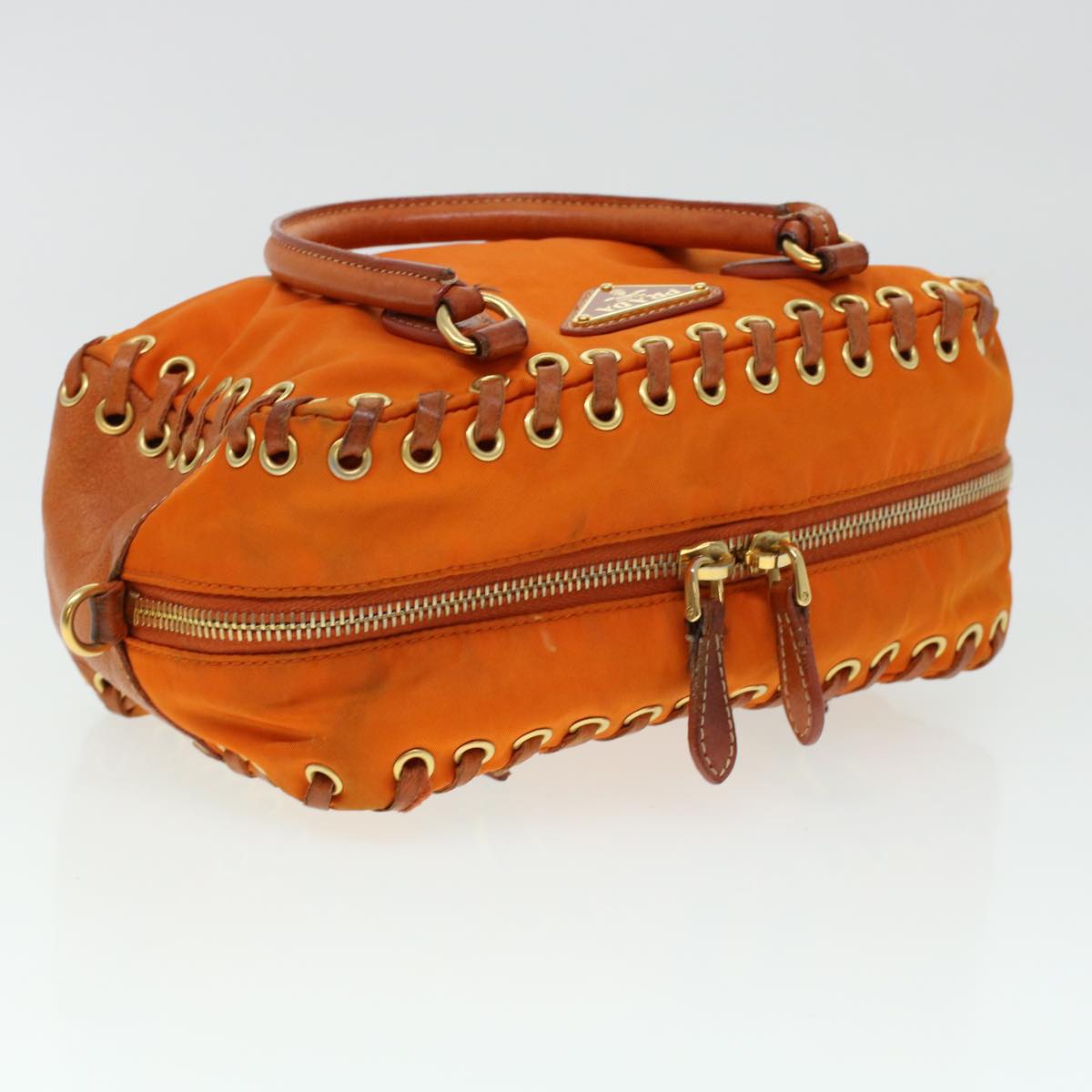 PRADA Hand Bag Nylon 2way Orange Auth 42443