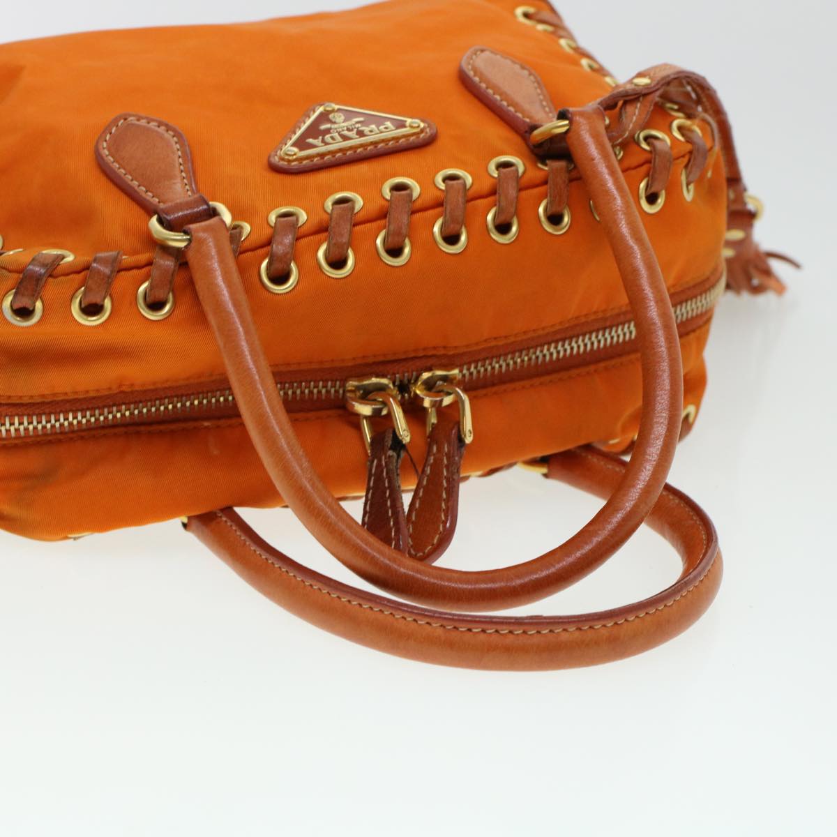 PRADA Hand Bag Nylon 2way Orange Auth 42443