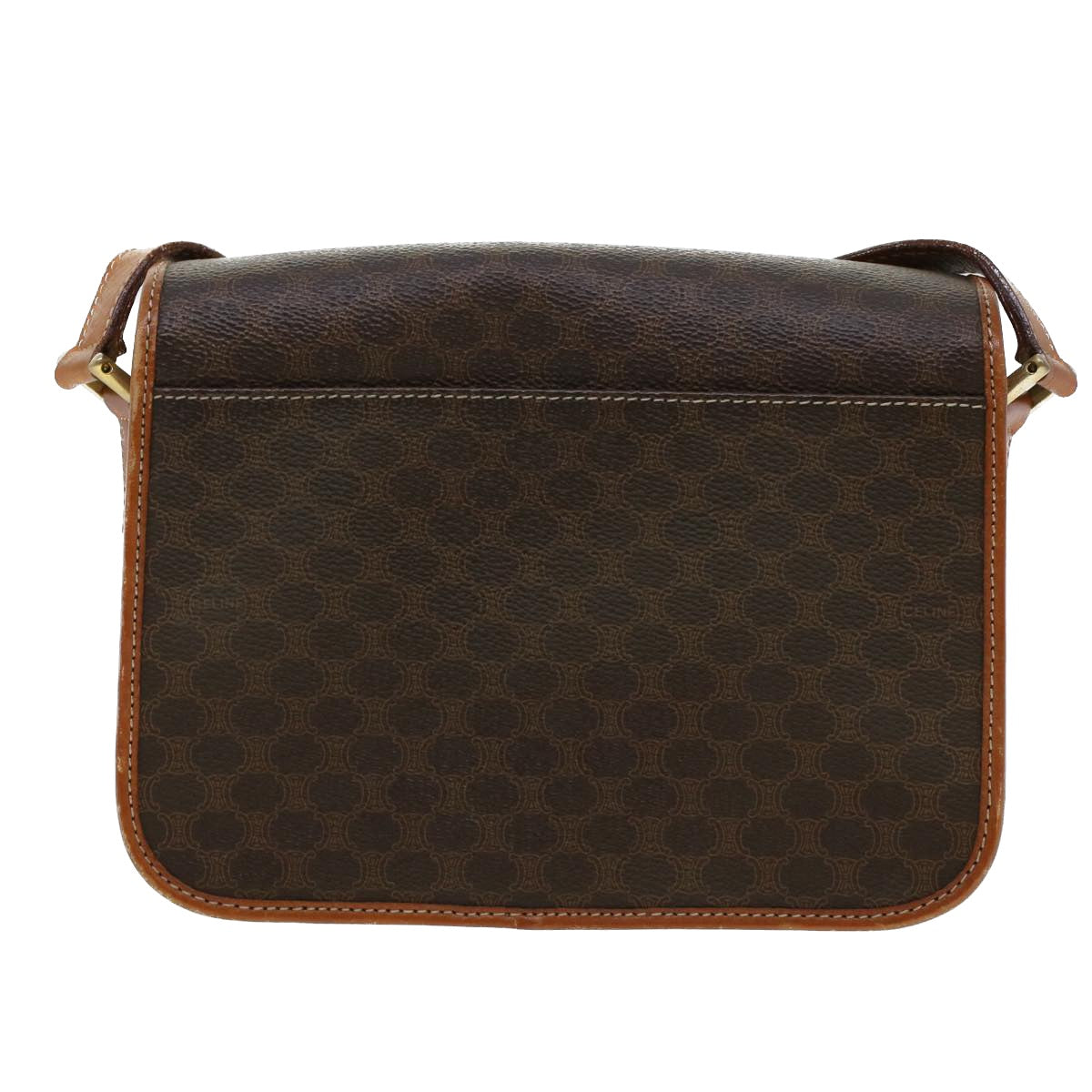 CELINE Macadam Canvas Shoulder Bag PVC Leather Brown Auth 42446 - 0