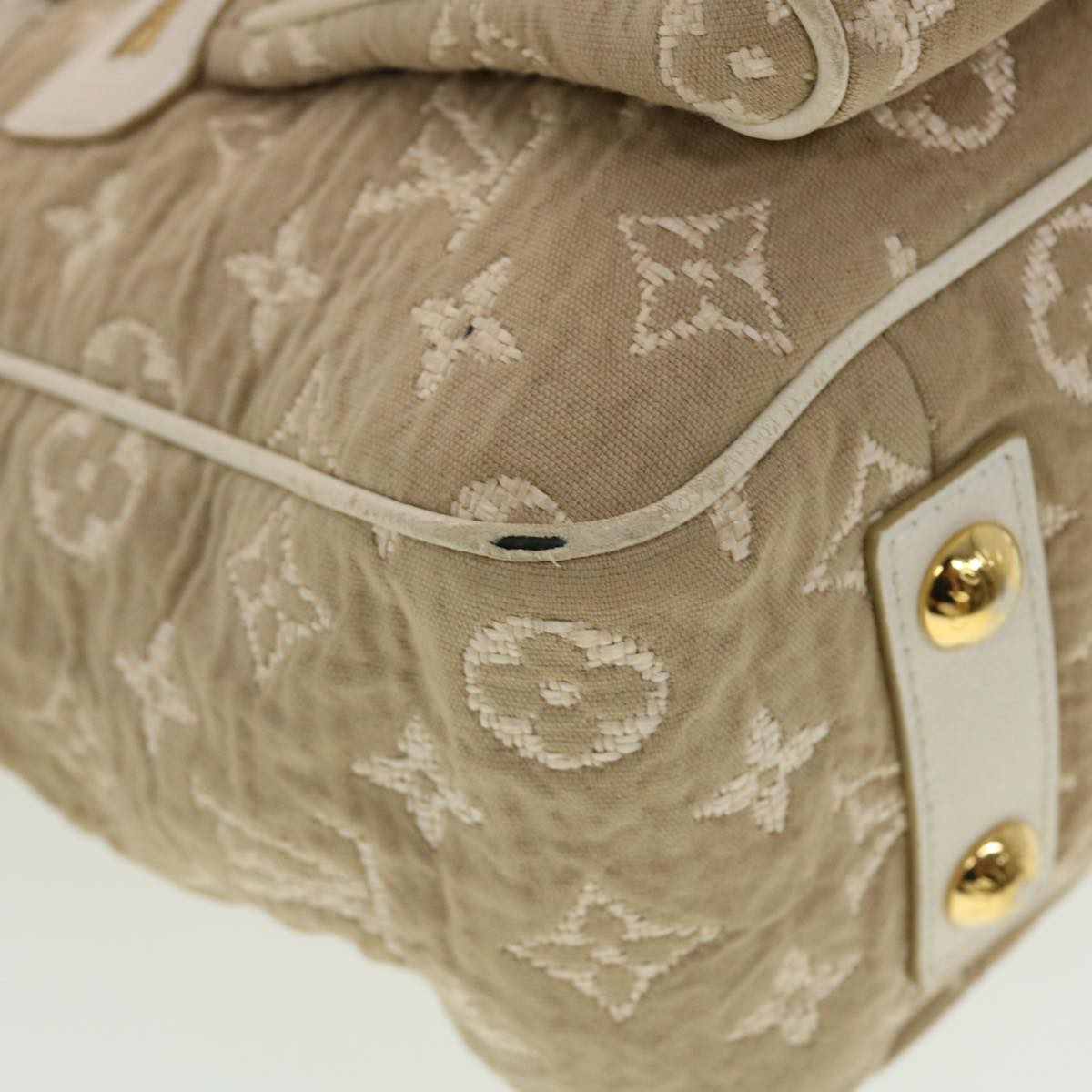 LOUIS VUITTON Monogram Sabbia Cabas MM Hand Bag Beige M93495 LV Auth 42529