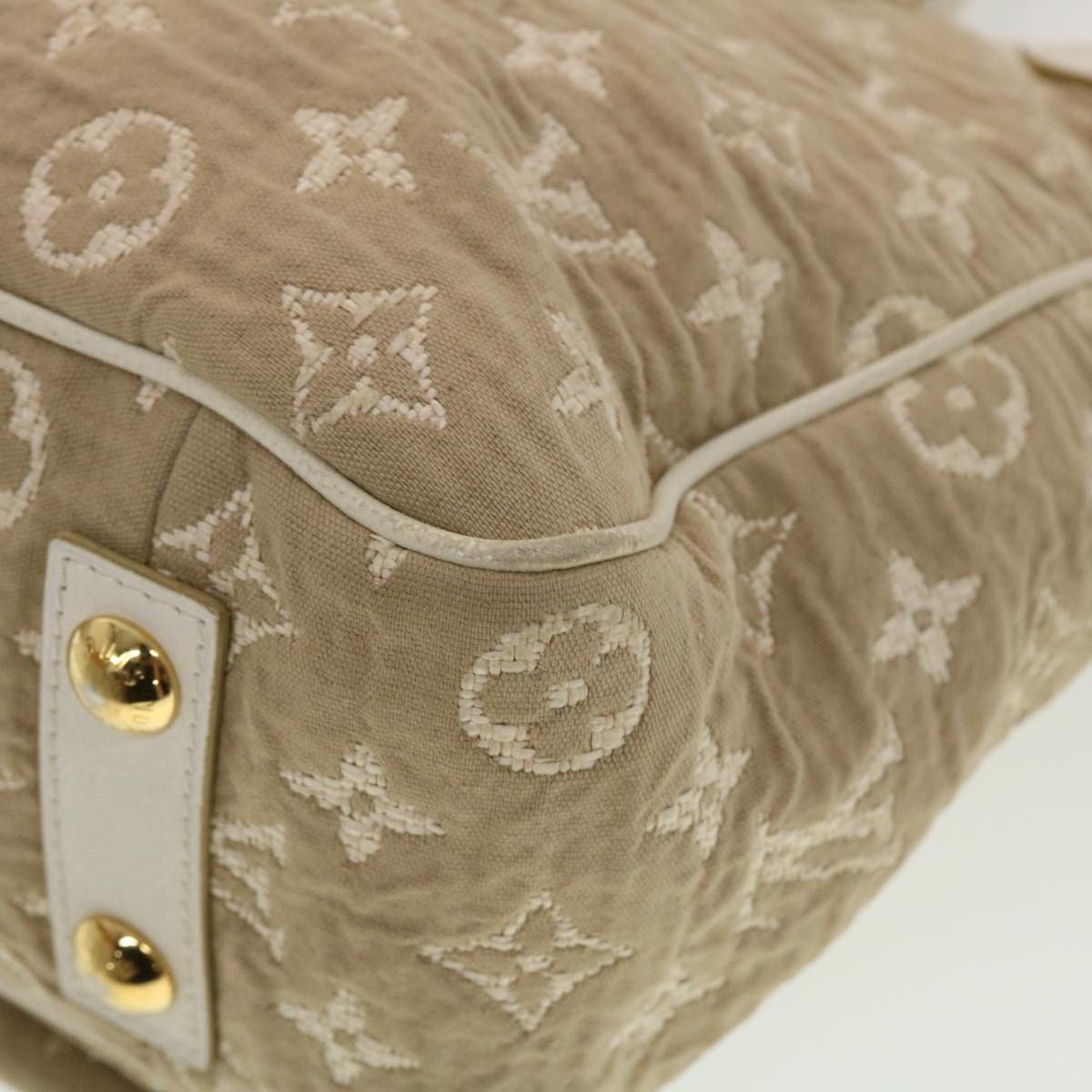 LOUIS VUITTON Monogram Sabbia Cabas MM Hand Bag Beige M93495 LV Auth 42529