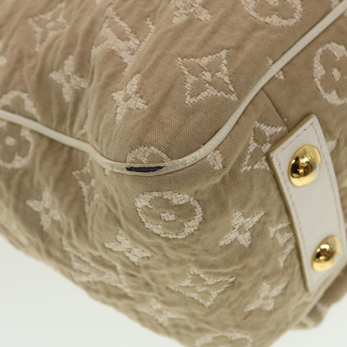 LOUIS VUITTON Monogram Sabbia Cabas MM Hand Bag Beige M93495 LV Auth 42529