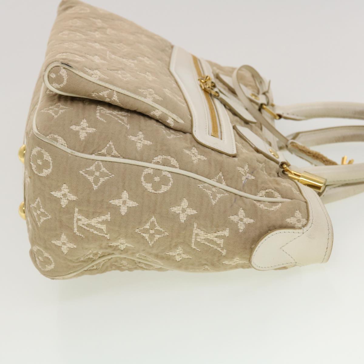 LOUIS VUITTON Monogram Sabbia Cabas MM Hand Bag Beige M93495 LV Auth 42529