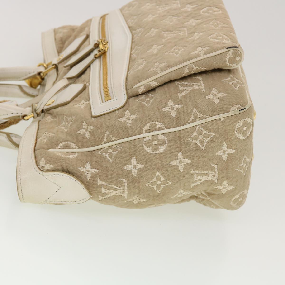 LOUIS VUITTON Monogram Sabbia Cabas MM Hand Bag Beige M93495 LV Auth 42529