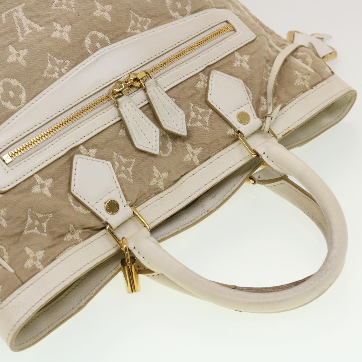 LOUIS VUITTON Monogram Sabbia Cabas MM Hand Bag Beige M93495 LV Auth 42529