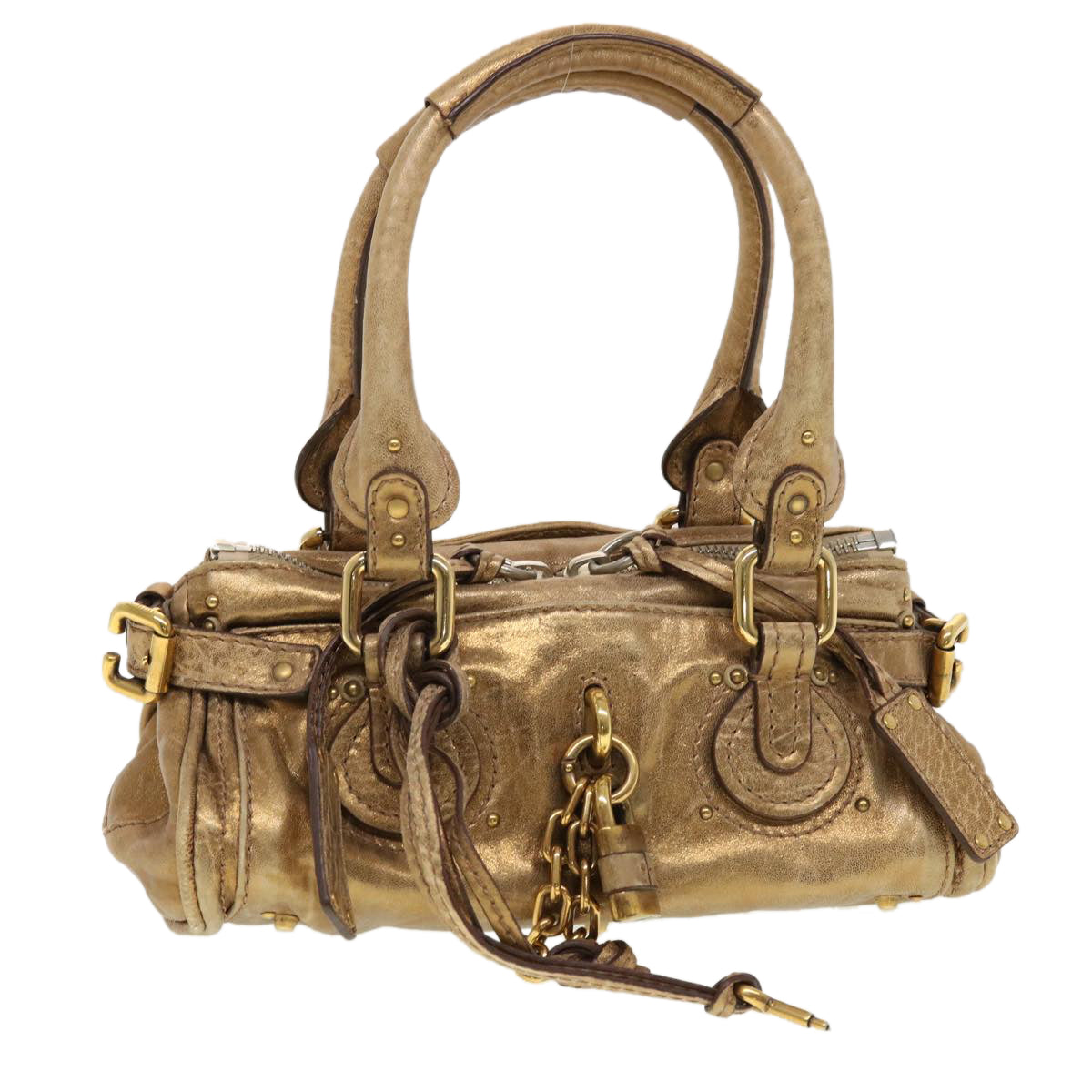 Chloe Paddington Hand Bag Leather Gold 0207515366 Auth 42584