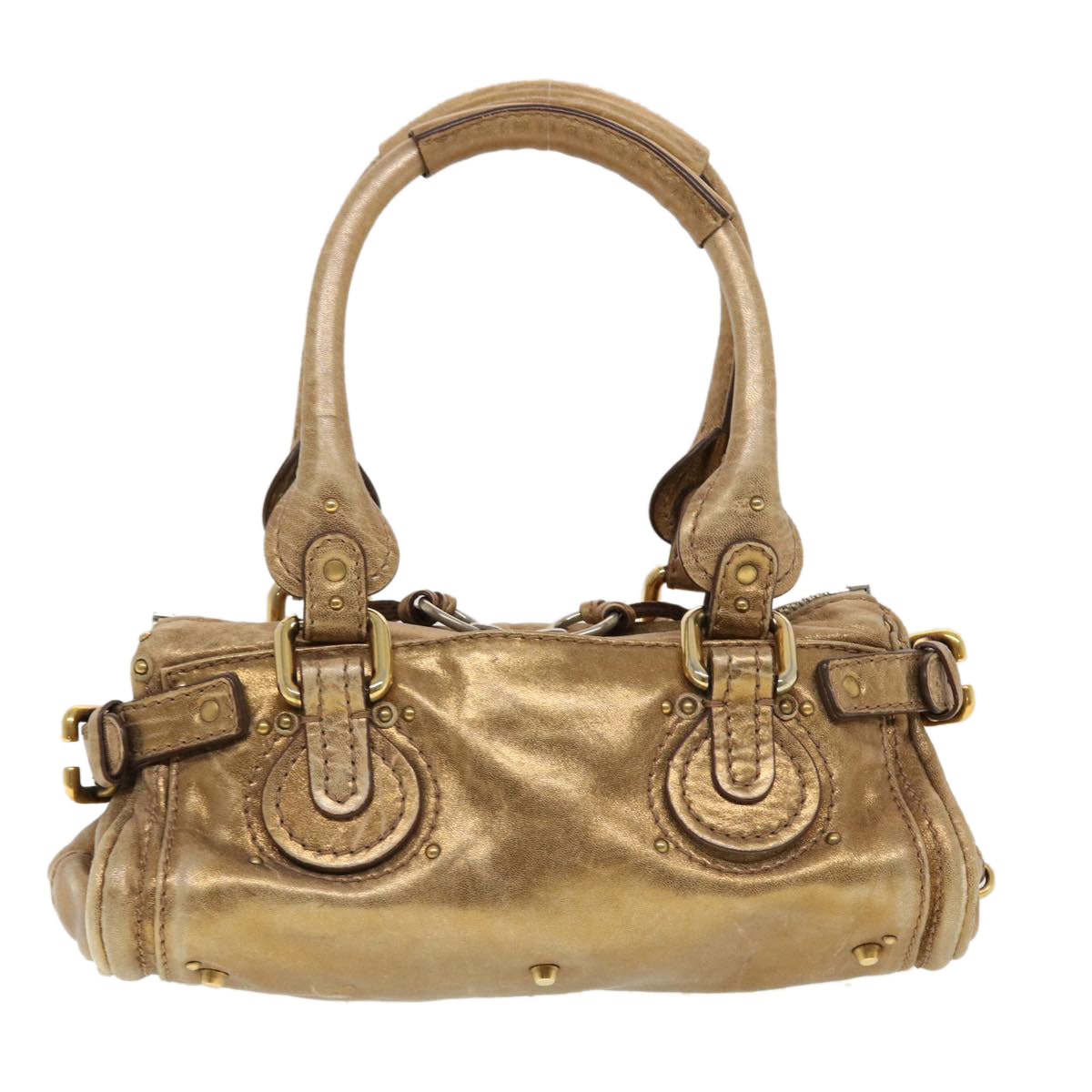 Chloe Paddington Hand Bag Leather Gold 0207515366 Auth 42584 - 0