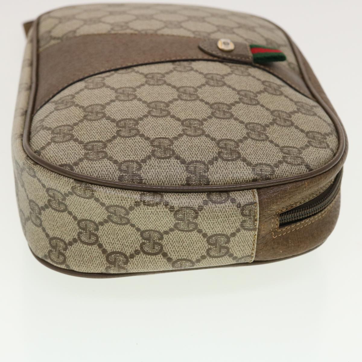 GUCCI GG Canvas Web Sherry Line Clutch Bag Beige Red Green 8901034 Auth 42585