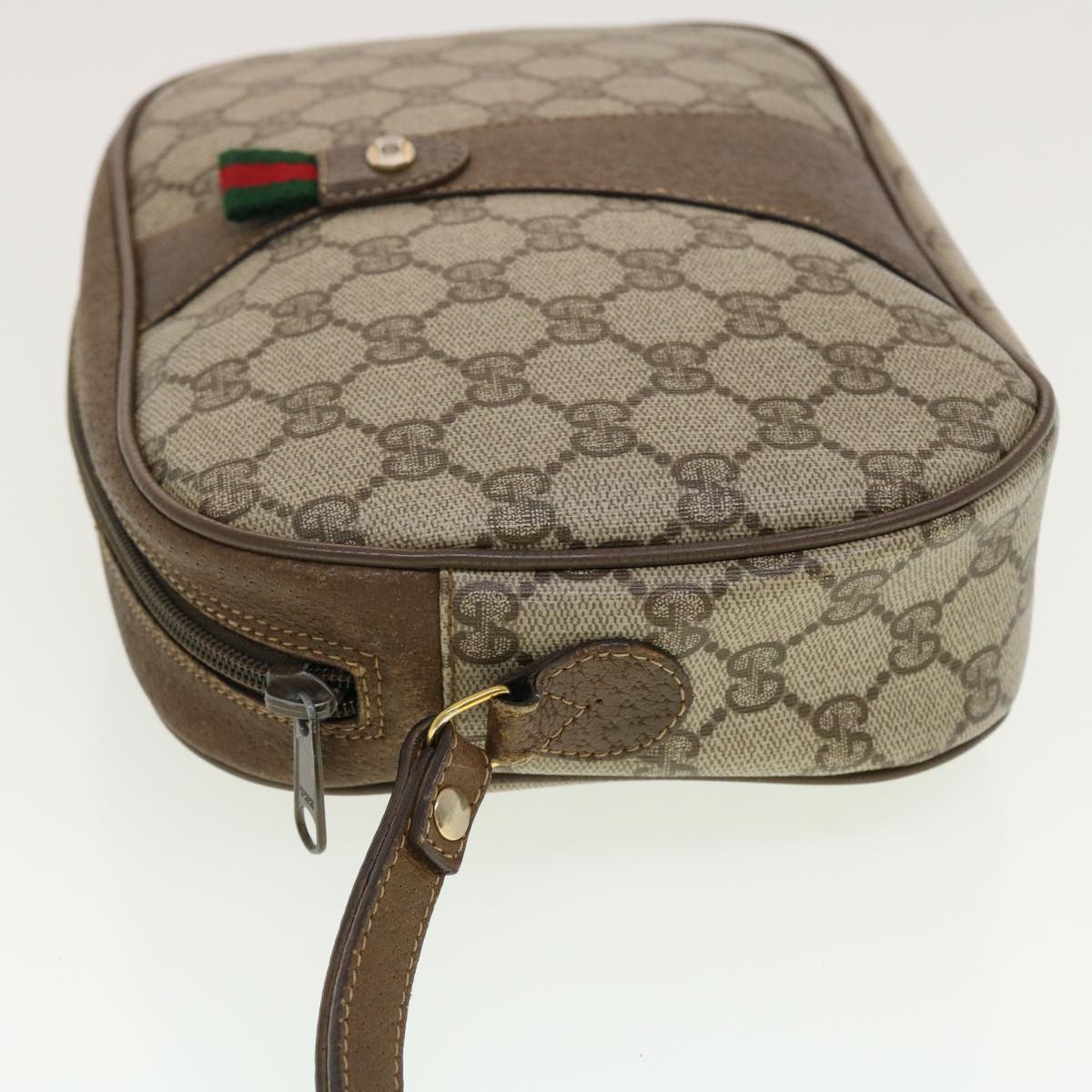 GUCCI GG Canvas Web Sherry Line Clutch Bag Beige Red Green 8901034 Auth 42585