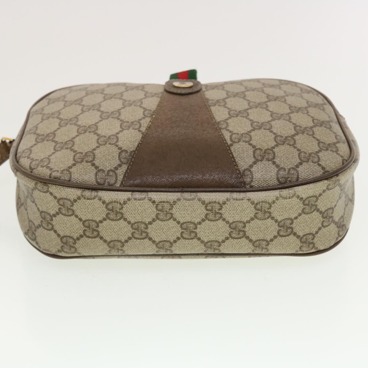 GUCCI GG Canvas Web Sherry Line Clutch Bag Beige Red Green 8901034 Auth 42585