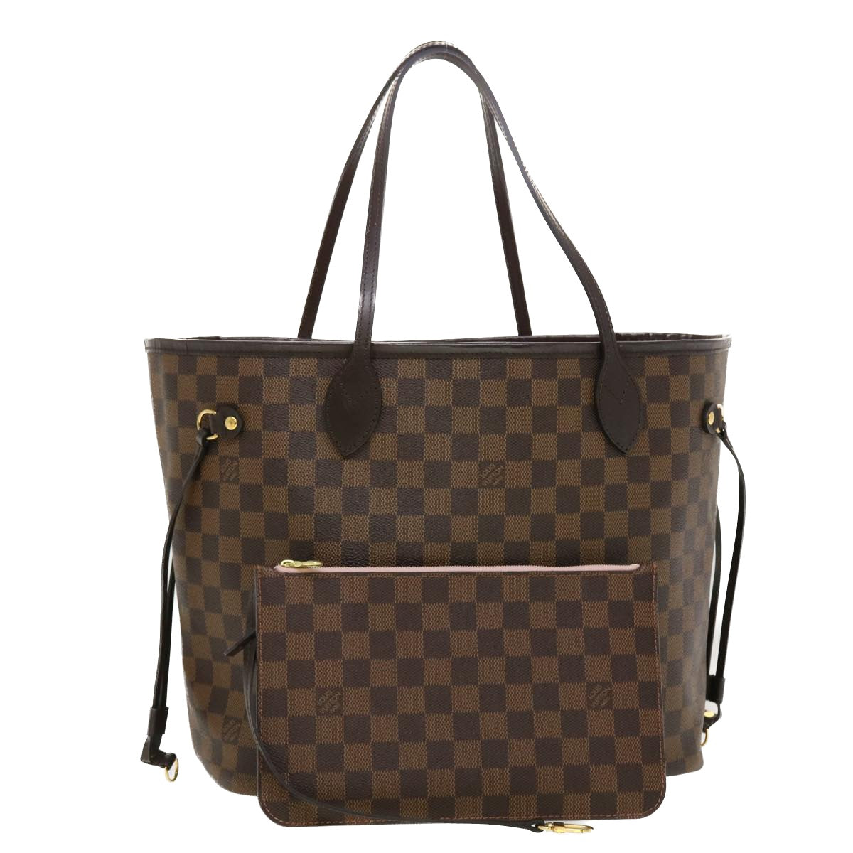 LOUIS VUITTON Damier Ebene Rose valerine Neverfull MM ToteBag N41603 Auth 42621