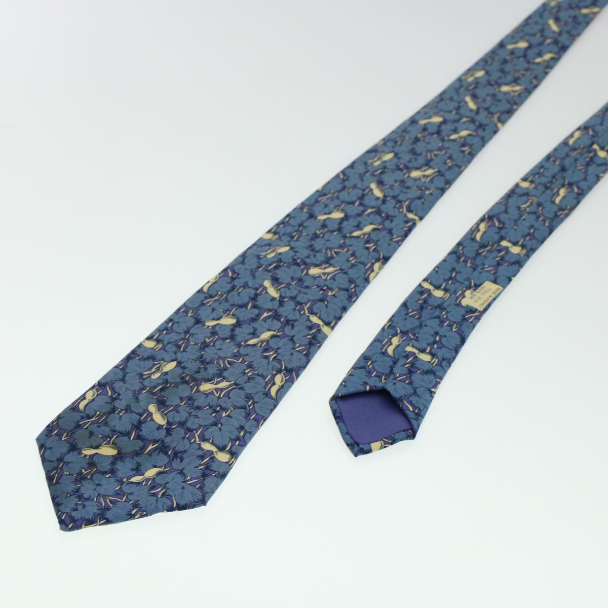 HERMES Floral Necktie Silk 7Set Blue Red Yellow Auth 42678