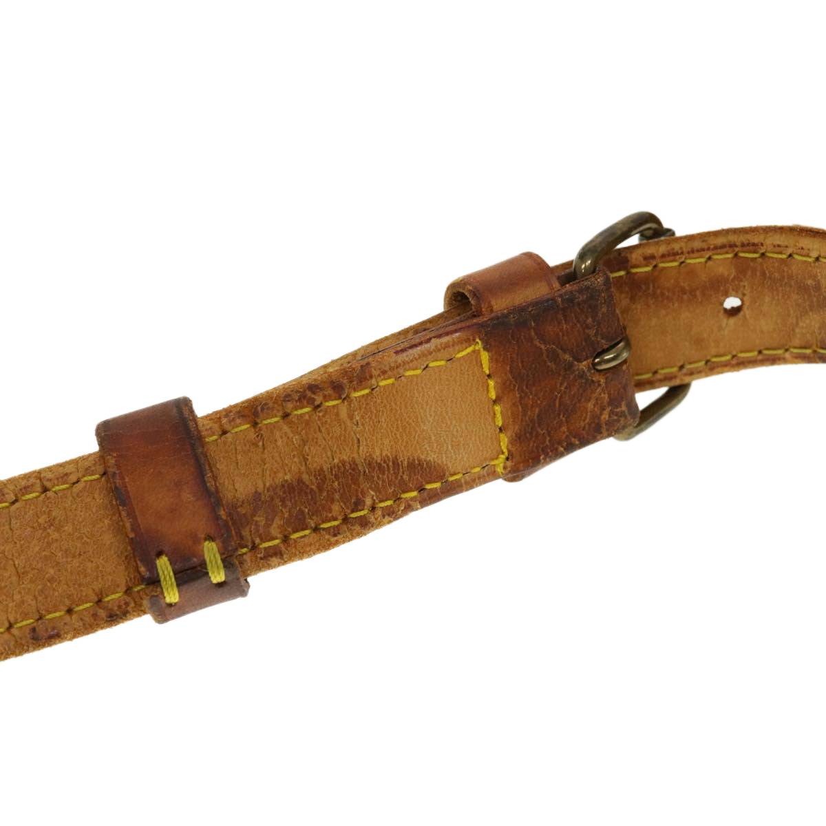 LOUIS VUITTON Shoulder Strap Leather 33.1""-40.6"" Beige LV Auth 42694