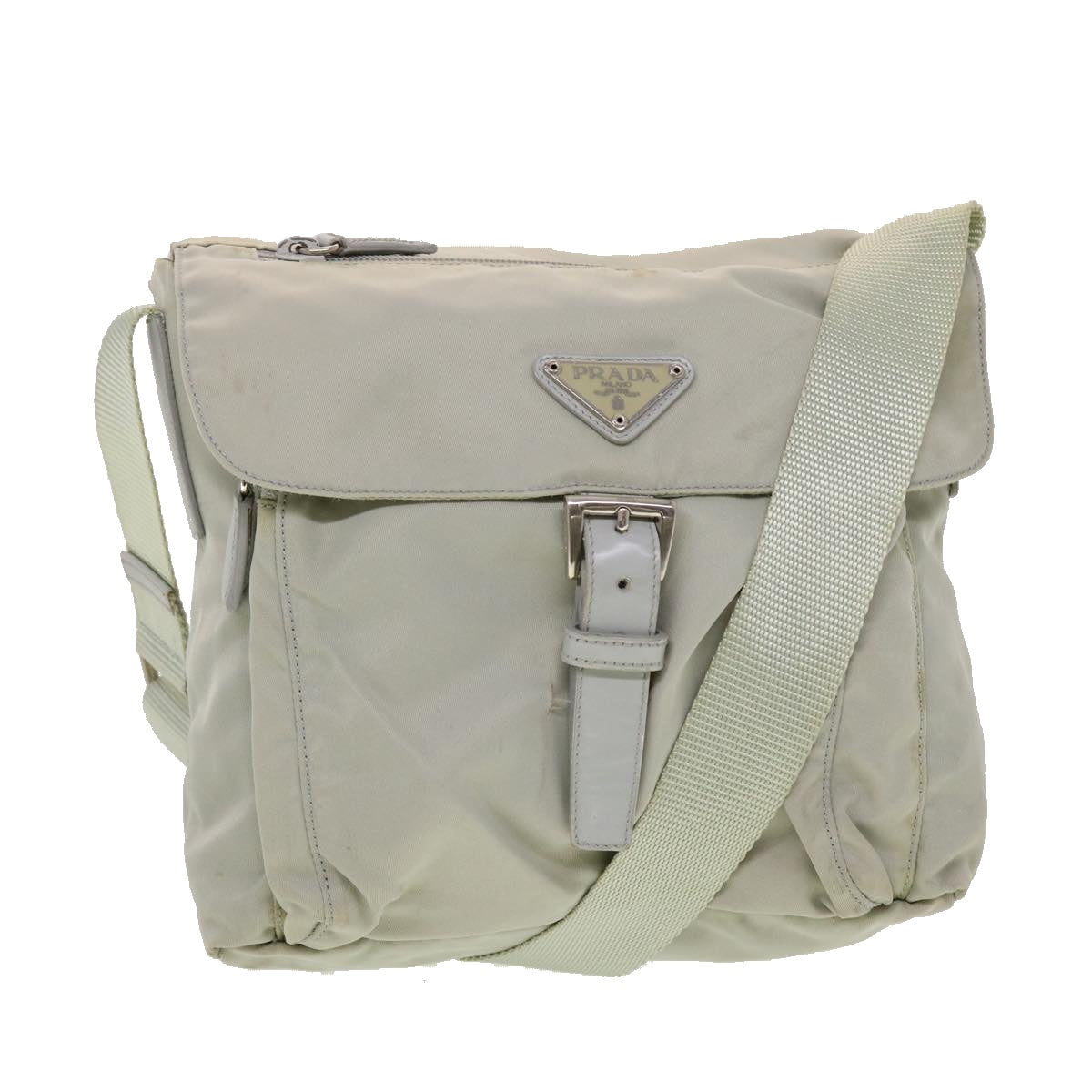 PRADA Shoulder Bag Nylon Gray Auth 42714