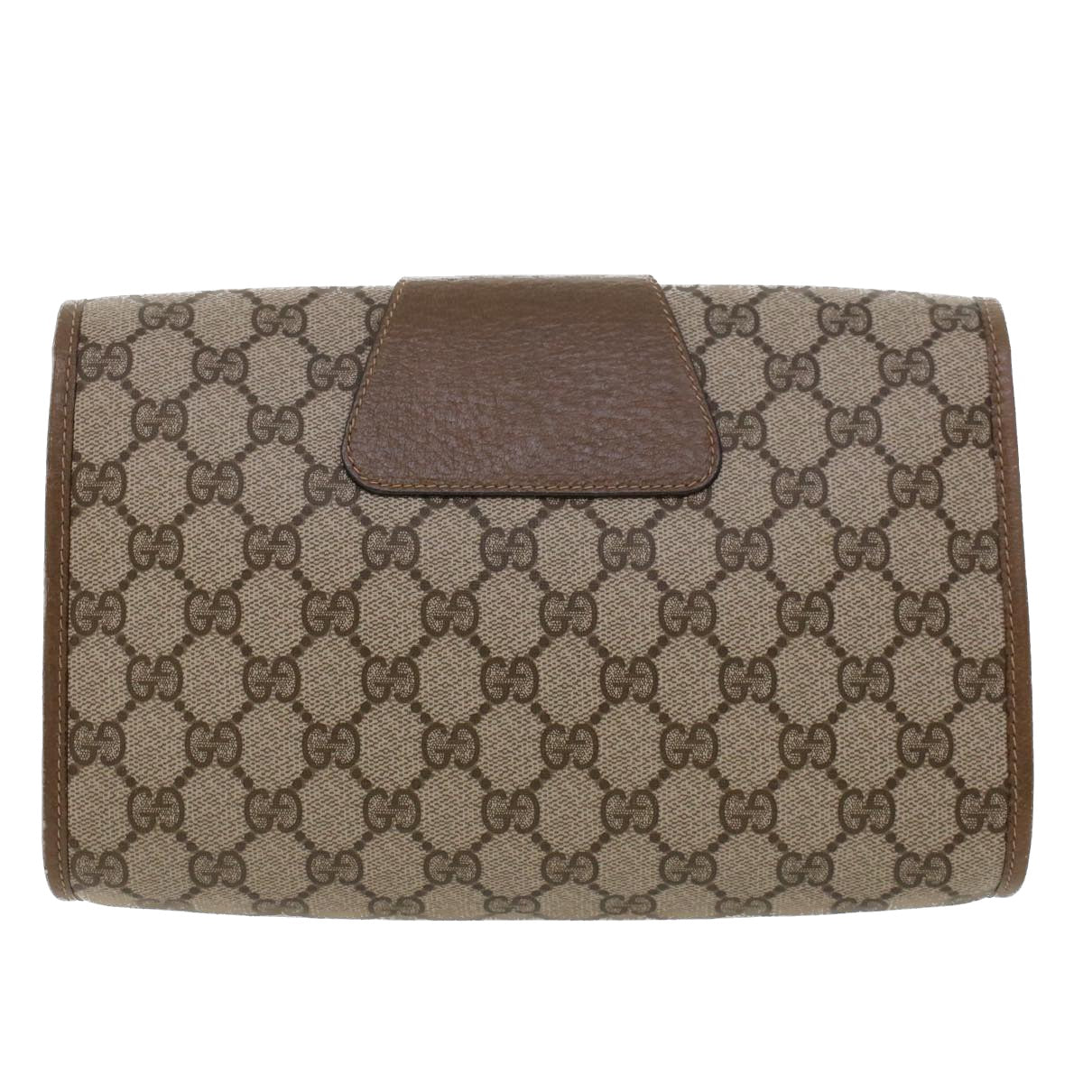 GUCCI GG Canvas Web Sherry Line Clutch Bag PVC Leather Beige Red Green 42716 - 0