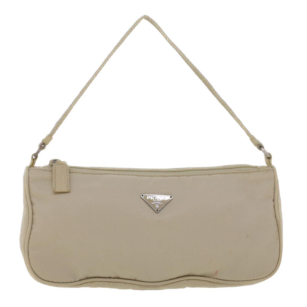 PRADA Accessory Pouch Nylon Beige Auth 42717