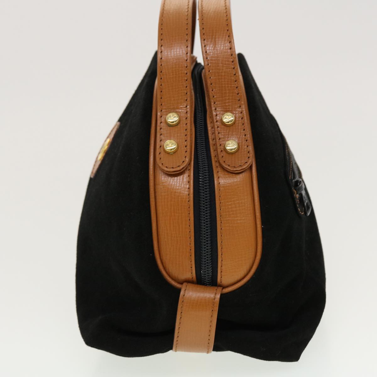 VALENTINO Hand Bag Suede Black Auth 42728