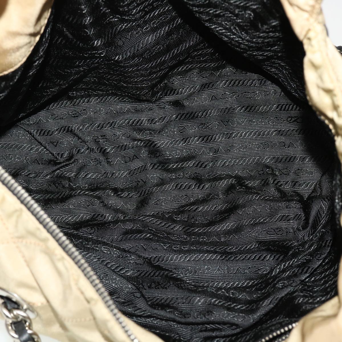 PRADA Quilted Shoulder Bag Nylon Beige Auth 42735