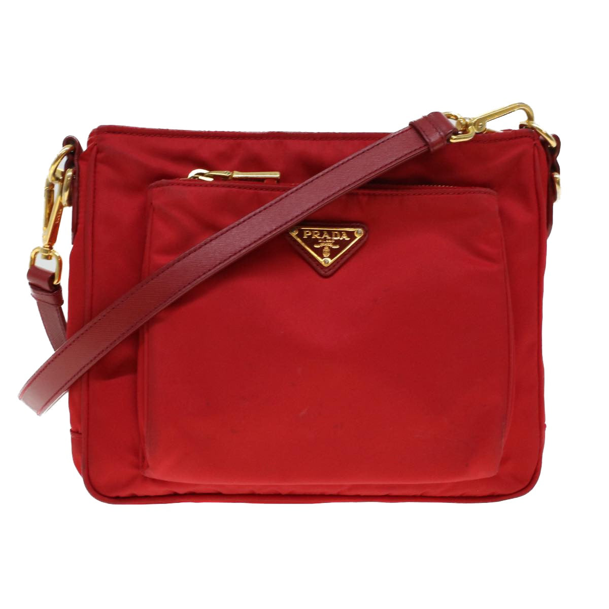 PRADA Shoulder Bag Nylon Red Auth 42739