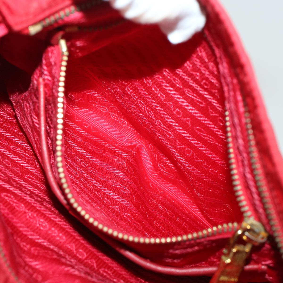 PRADA Shoulder Bag Nylon Red Auth 42739