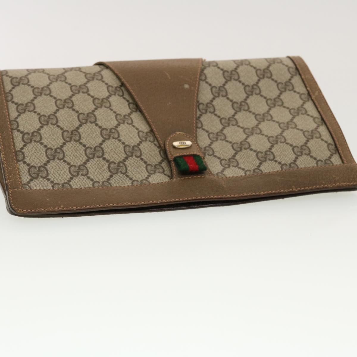 GUCCI GG Canvas Web Sherry Line Clutch Bag Beige Red Green 8901033 Auth 42746