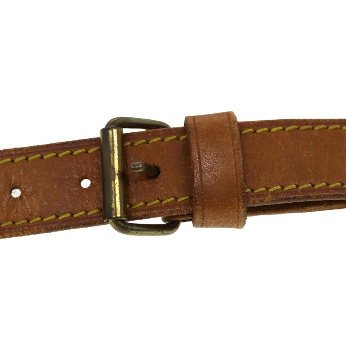 LOUIS VUITTON Shoulder Strap Leather 29.5""-39.4"" Beige LV Auth 42766