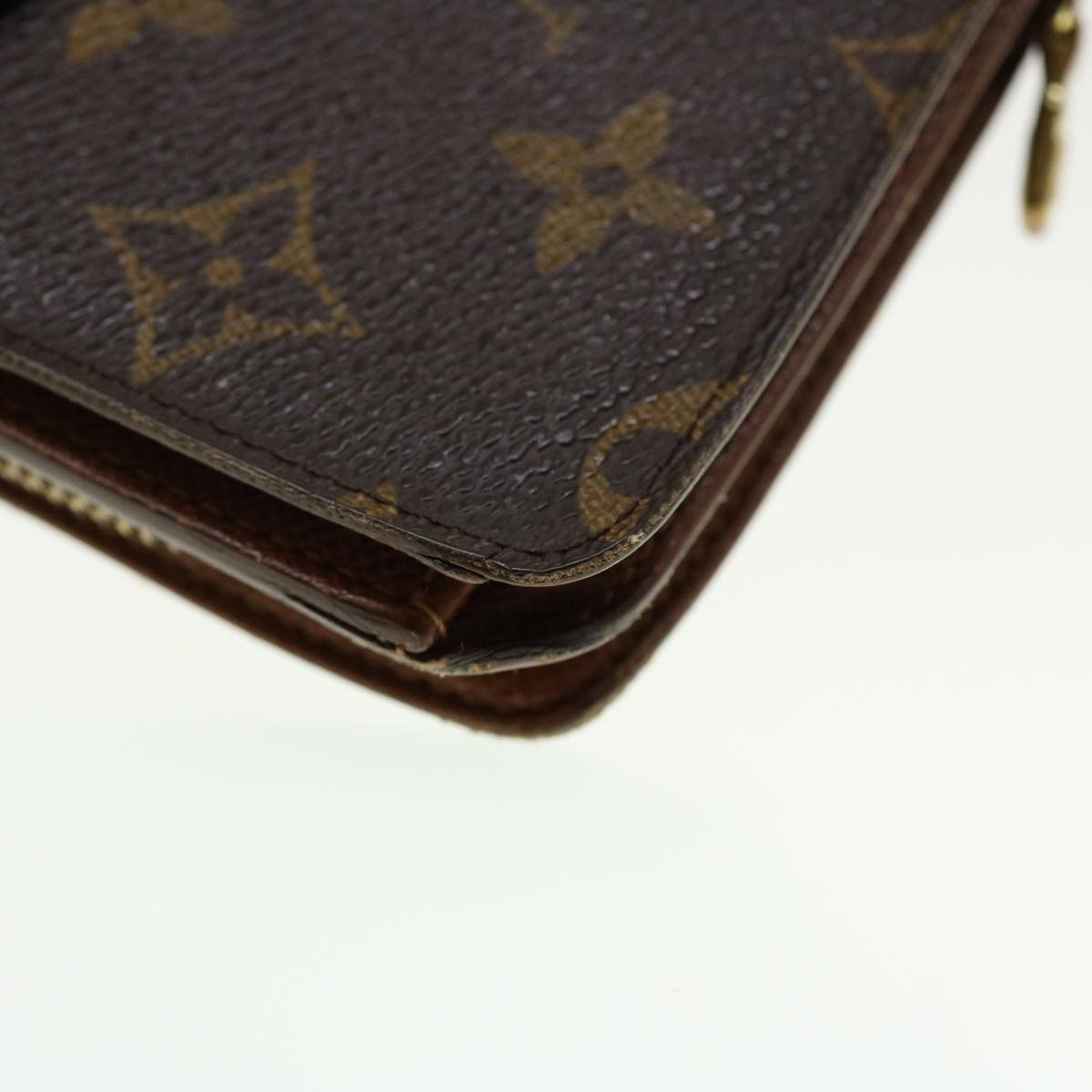 LOUIS VUITTON Monogram Porte Papier Zip Wallet M61207 LV Auth 42813