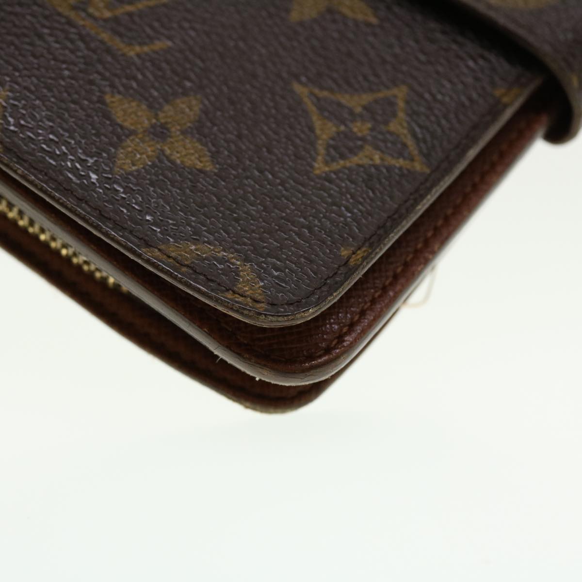 LOUIS VUITTON Monogram Porte Papier Zip Wallet M61207 LV Auth 42813