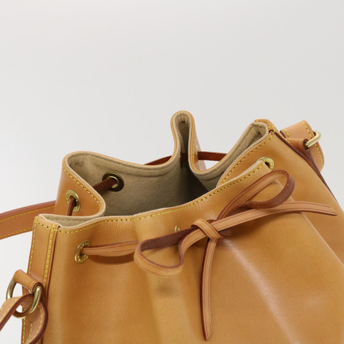 LOUIS VUITTON Nomad Leather Petit Noe Shoulder Bag Beige M85003 LV Auth 42829A