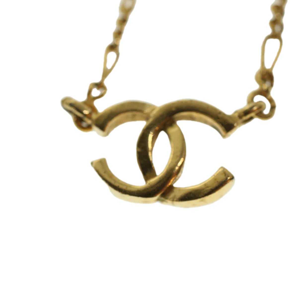 CHANEL Necklace Metal Gold Tone CC Auth 42835