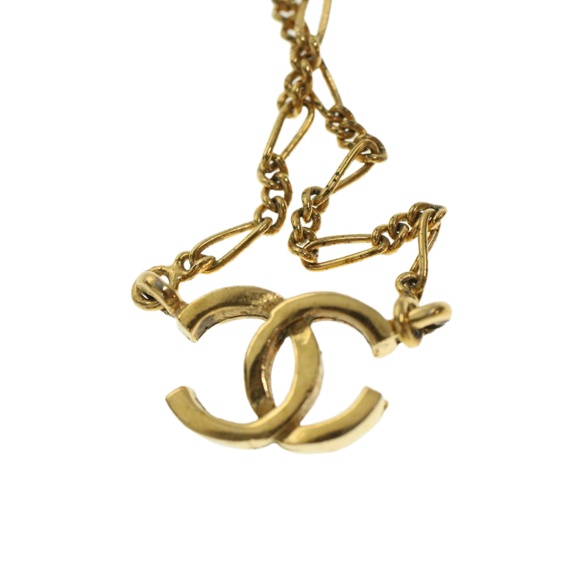 CHANEL Necklace Metal Gold Tone CC Auth 42835
