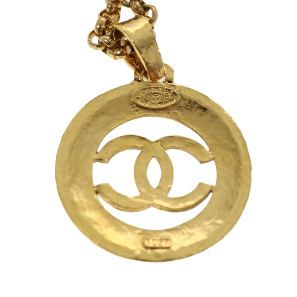 CHANEL Necklace Metal Gold Tone CC Auth 42836