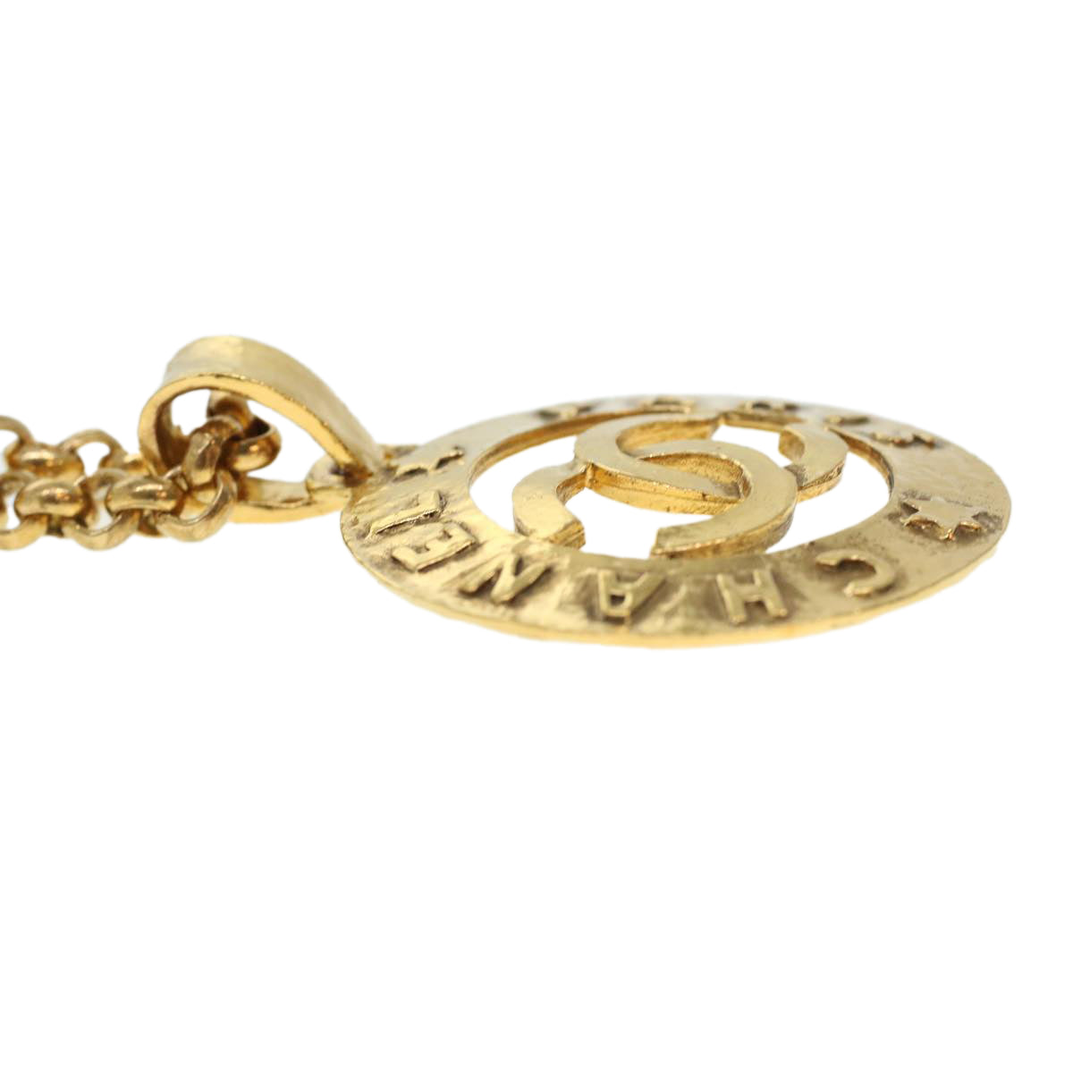 CHANEL Necklace Metal Gold Tone CC Auth 42836