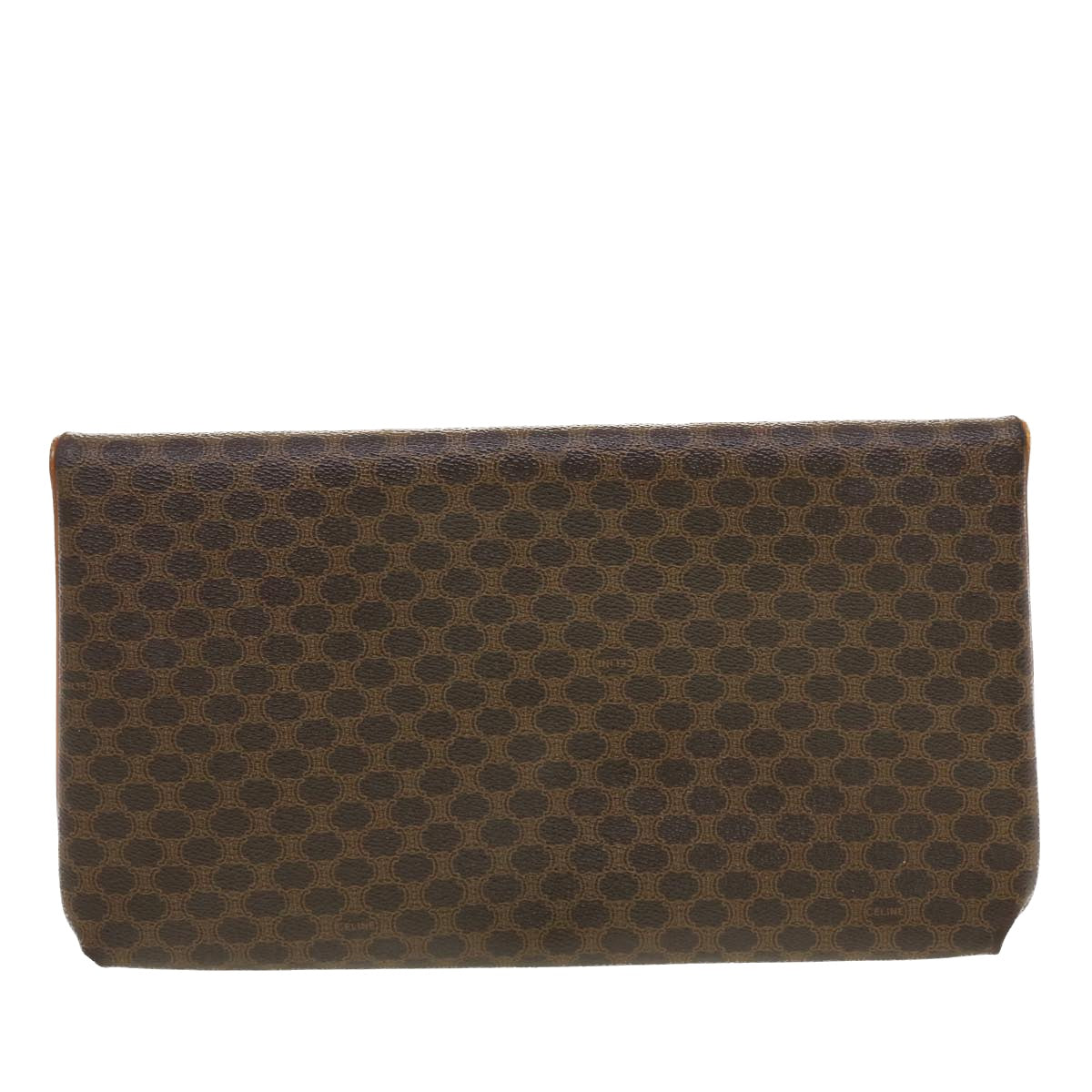 CELINE Macadam Canvas Clutch Bag PVC Leather Brown Auth 42837 - 0