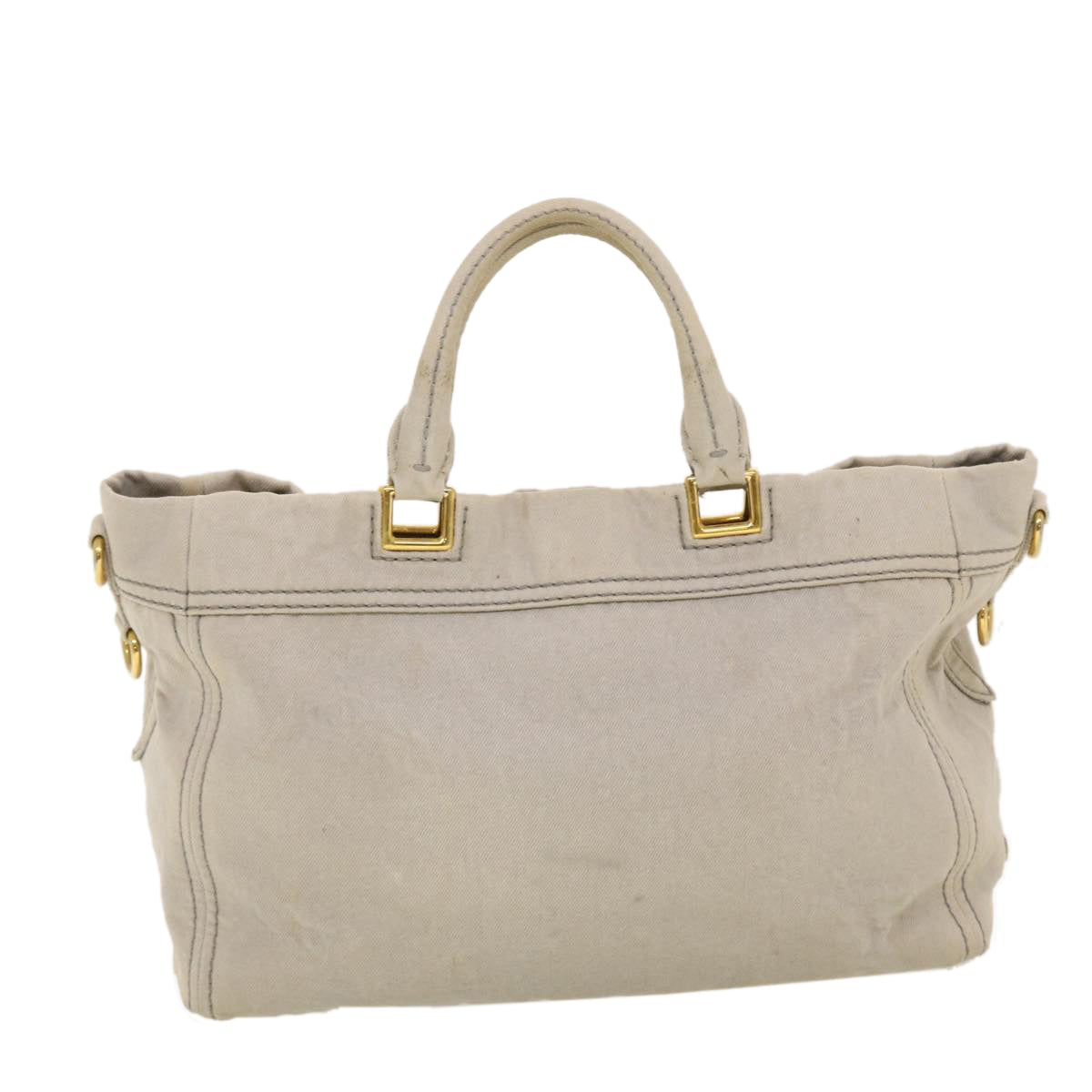 PRADA Canapa Hand Bag Canvas 2way Gray Auth 42850 - 0