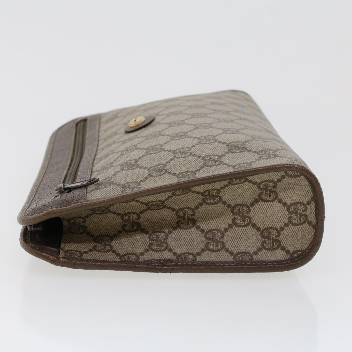 GUCCI GG Canvas Clutch Bag PVC Leather Beige 97.01.037 Auth 42879