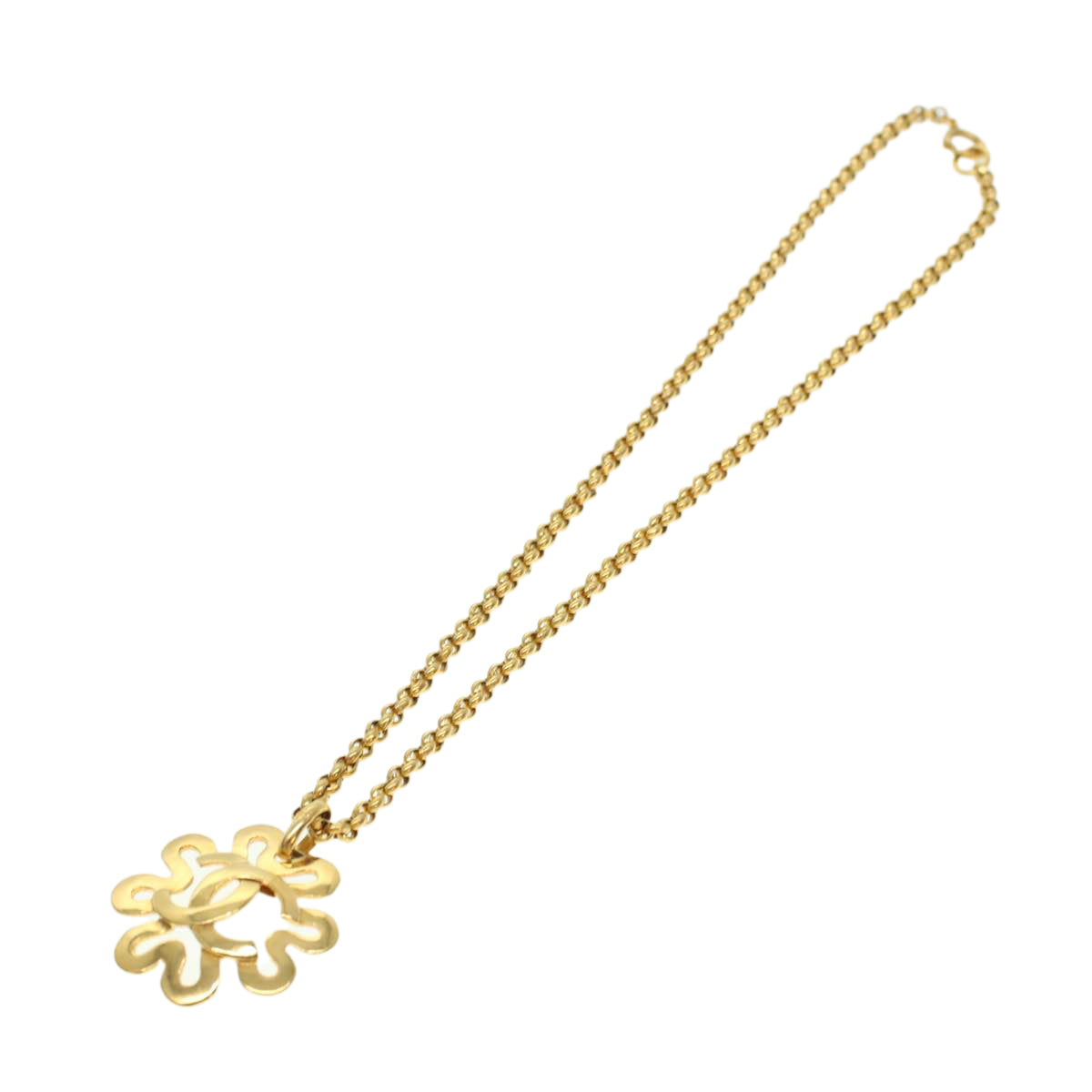 CHANEL Necklace Gold CC Auth 42903