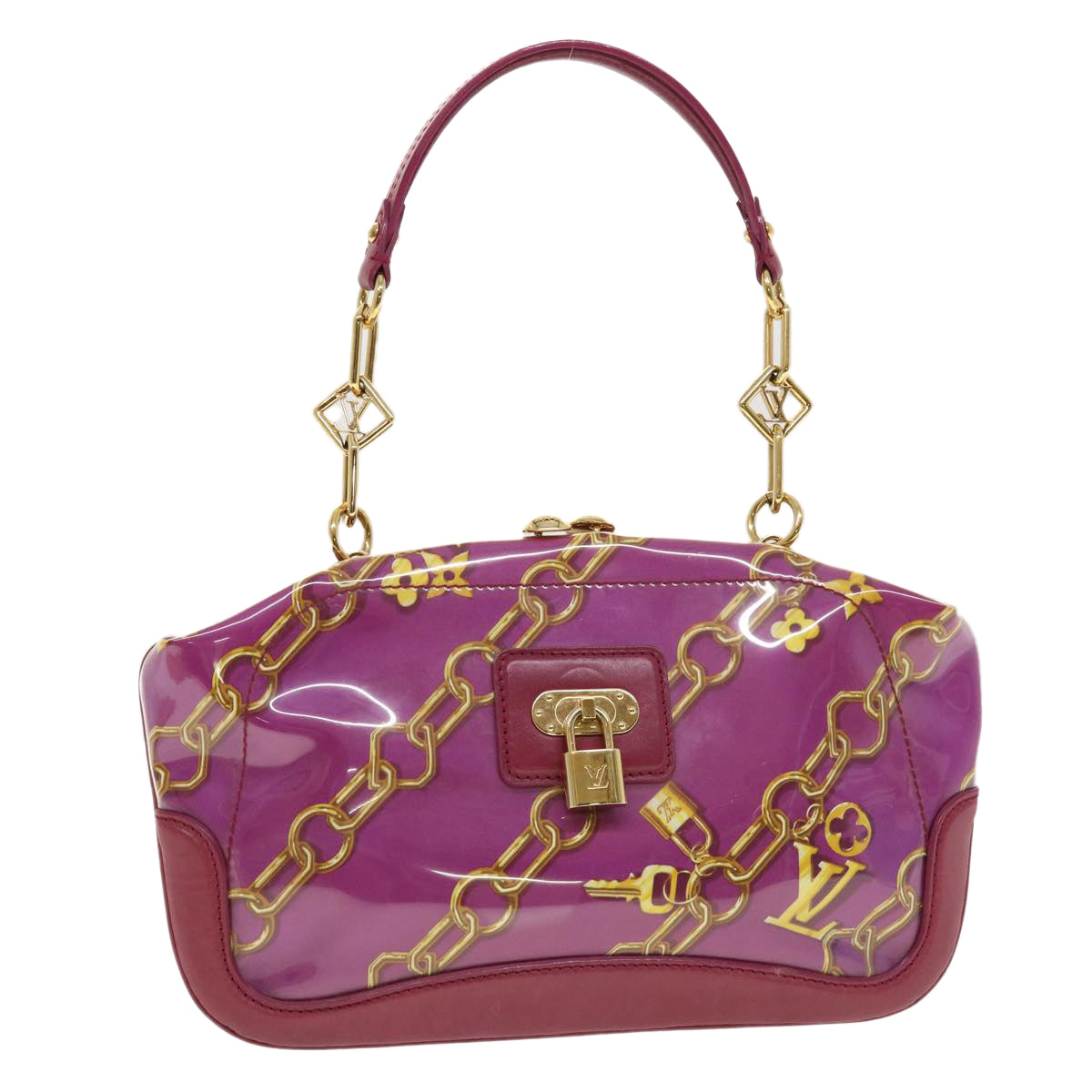 LOUIS VUITTON Monogram Charm Sac Fermoire Shoulder Bag Vinyl Fuchsia Auth 42945