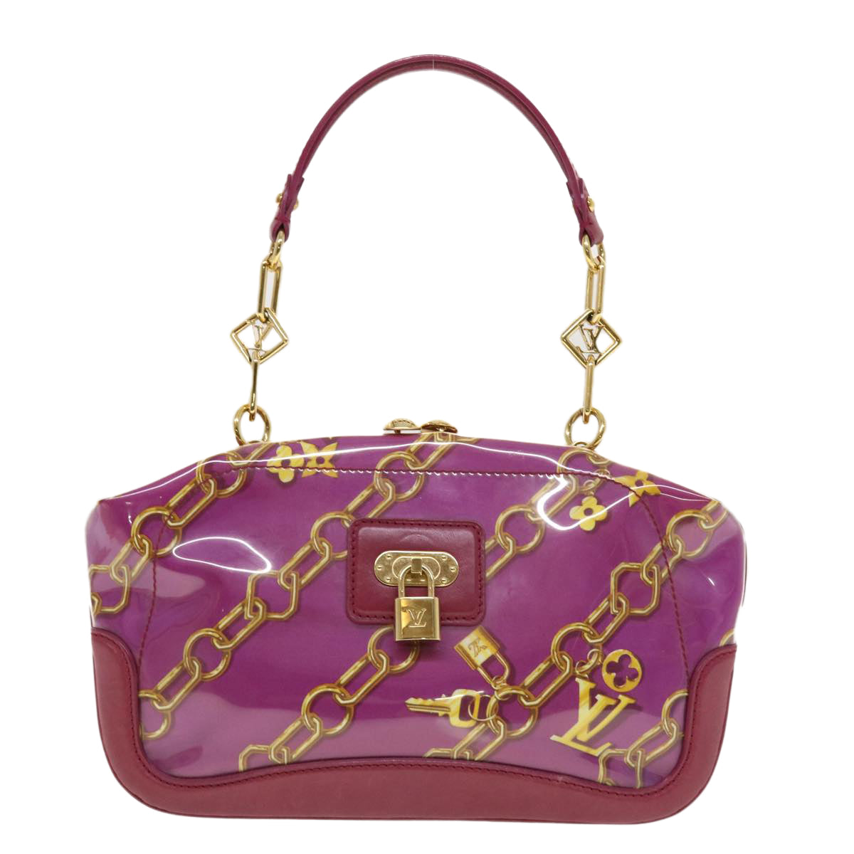 LOUIS VUITTON Monogram Charm Sac Fermoire Shoulder Bag Vinyl Fuchsia Auth 42945