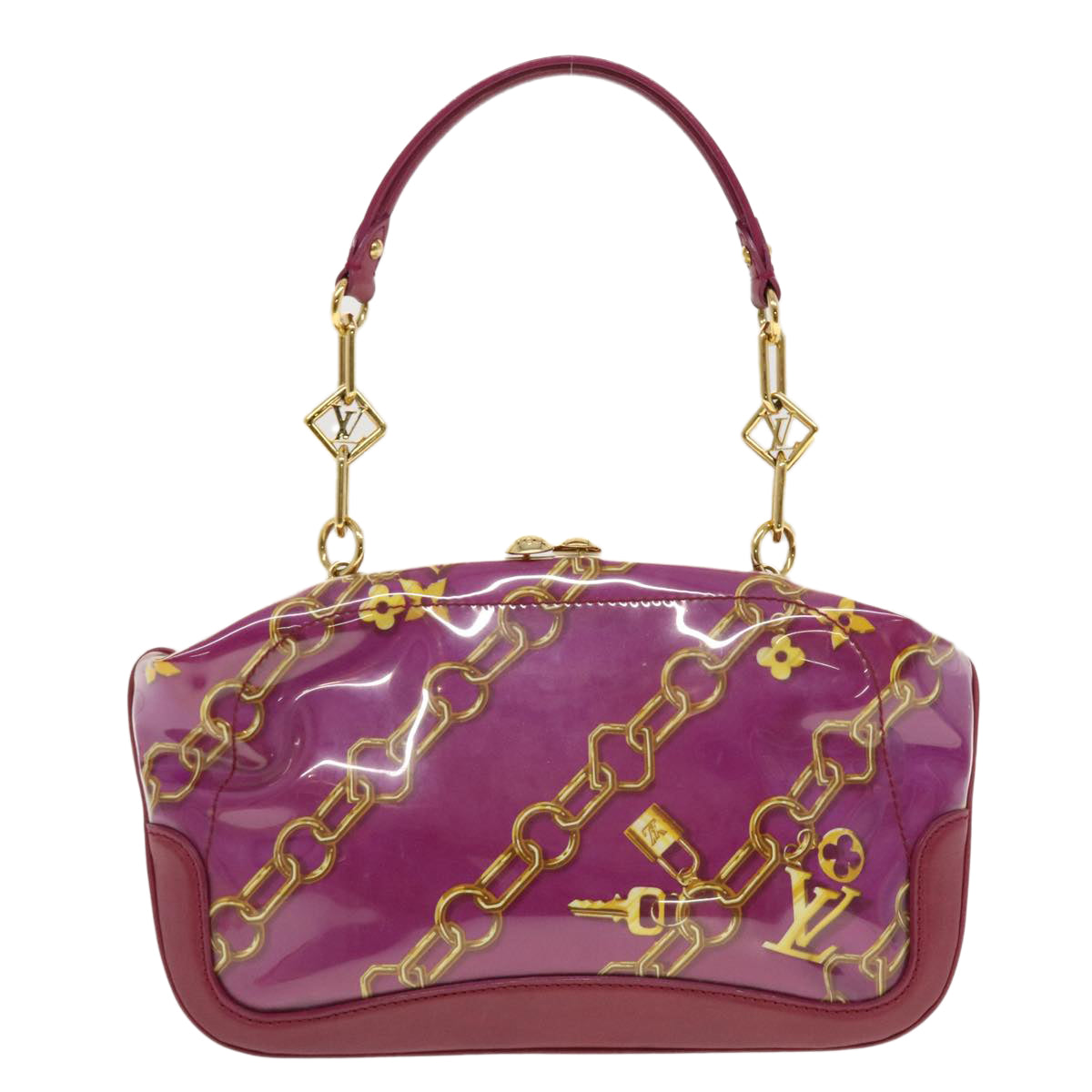 LOUIS VUITTON Monogram Charm Sac Fermoire Shoulder Bag Vinyl Fuchsia Auth 42945 - 0