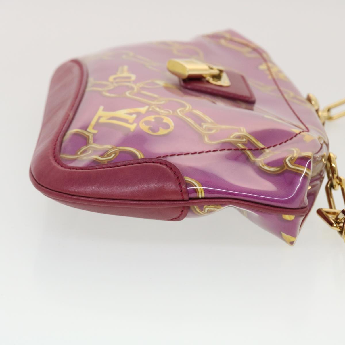 LOUIS VUITTON Monogram Charm Sac Fermoire Shoulder Bag Vinyl Fuchsia Auth 42945