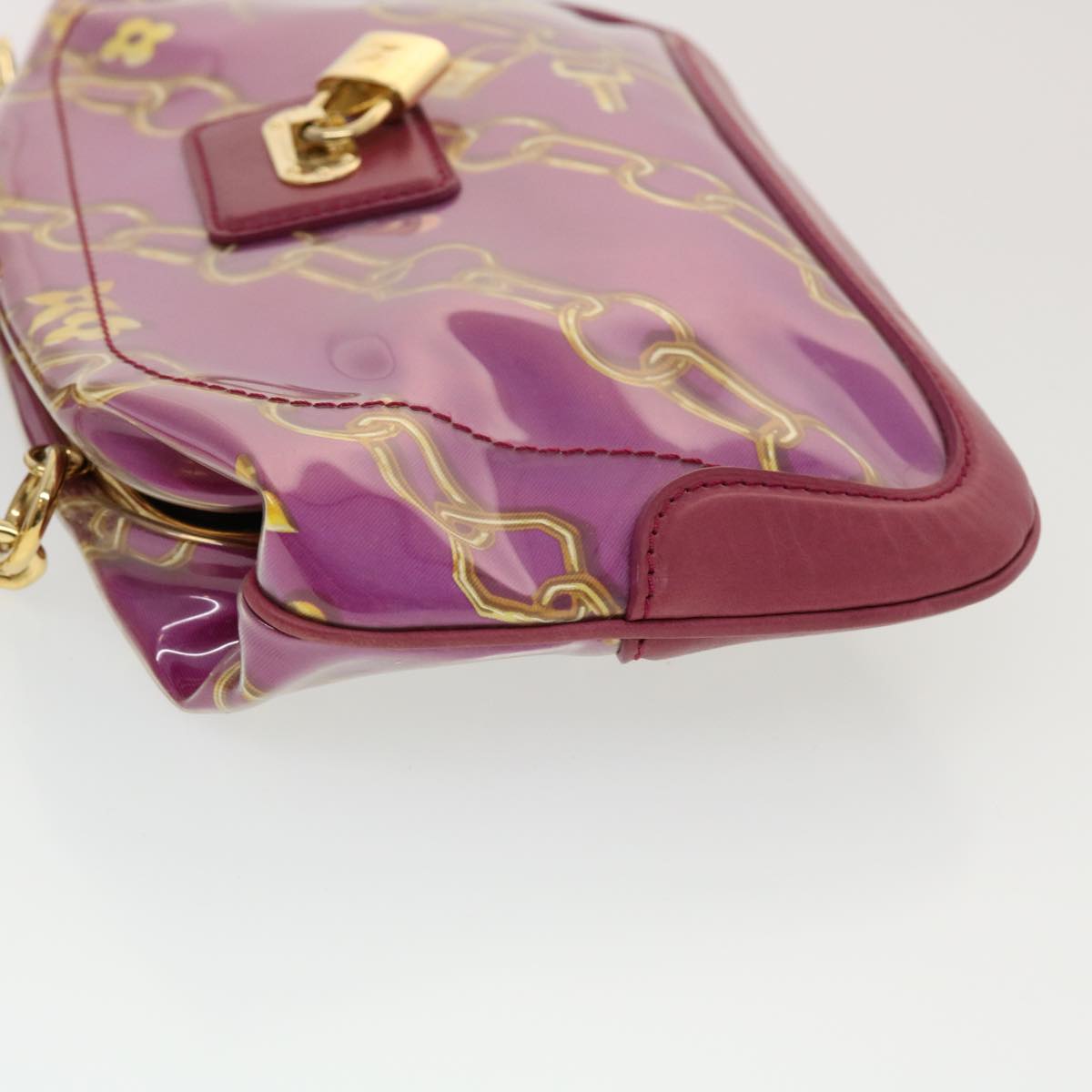 LOUIS VUITTON Monogram Charm Sac Fermoire Shoulder Bag Vinyl Fuchsia Auth 42945